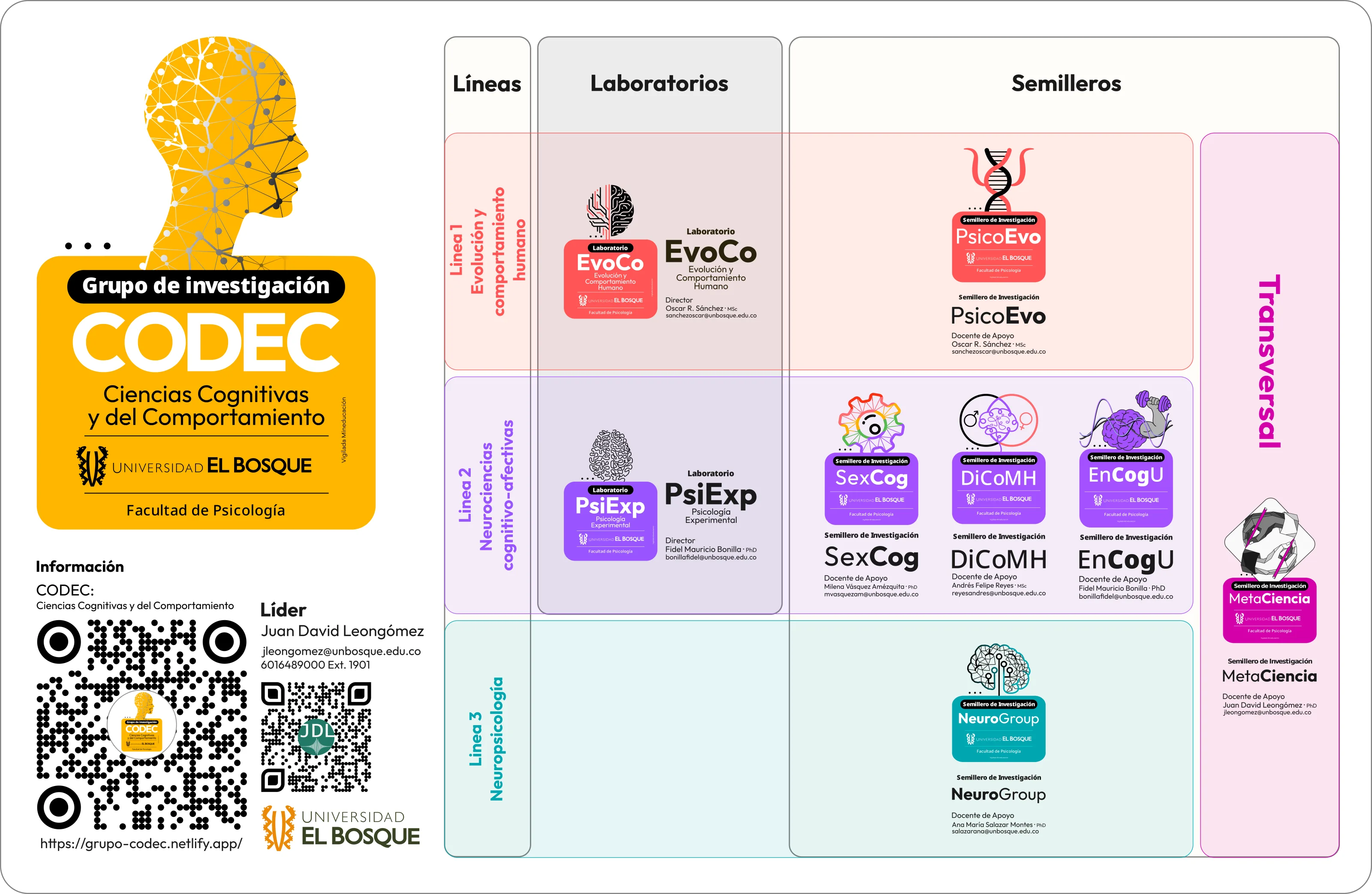 Organigrama del grupo CODEC: jerarquía y relación entre laboratorios, semilleros e integrantes