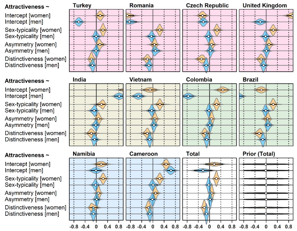 Distinctiveness and femininity, rather than symmetry and masculinity, affect facial attractiveness across the world